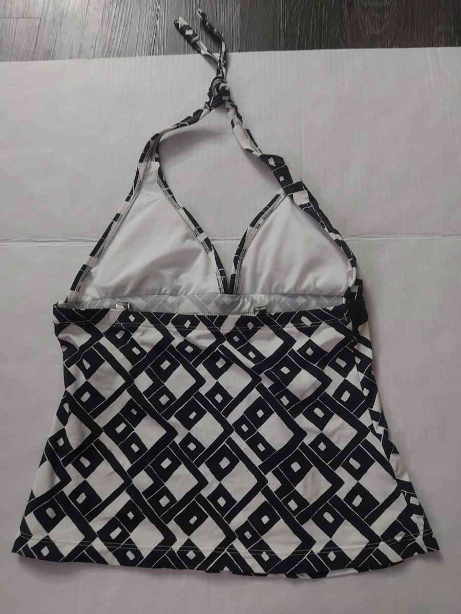 JAG Two Piece Geometric Halter Black White Bikini Size S