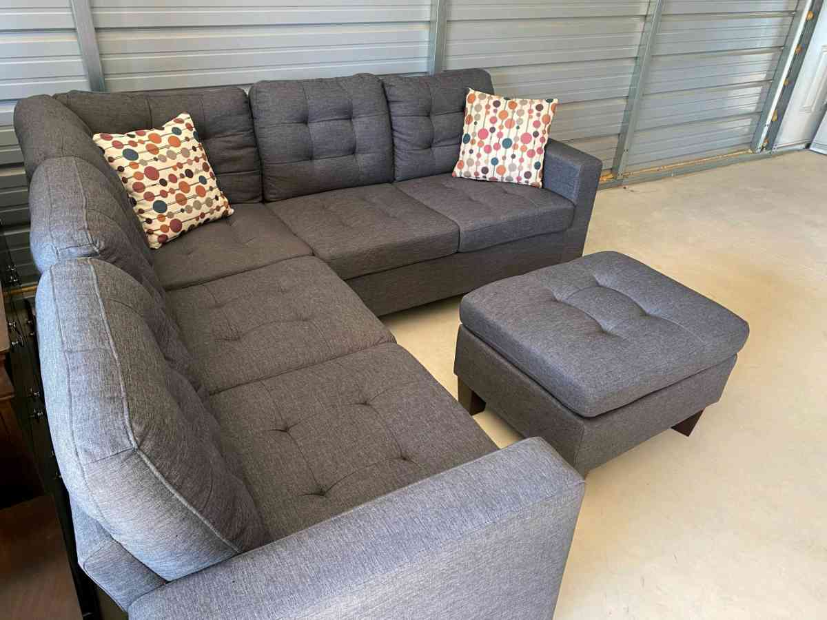 Grey sectional with ottoman Free Delivery If Needed