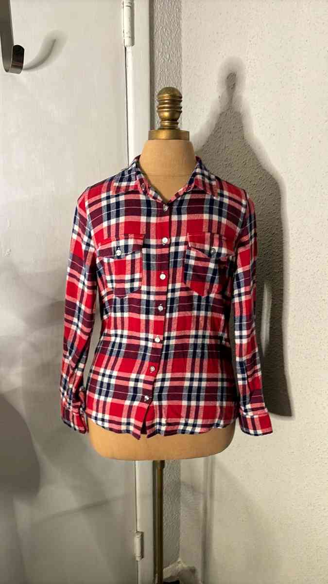 Rue21 Womens Western Lace Plaid Long Sleeve Button Down Top