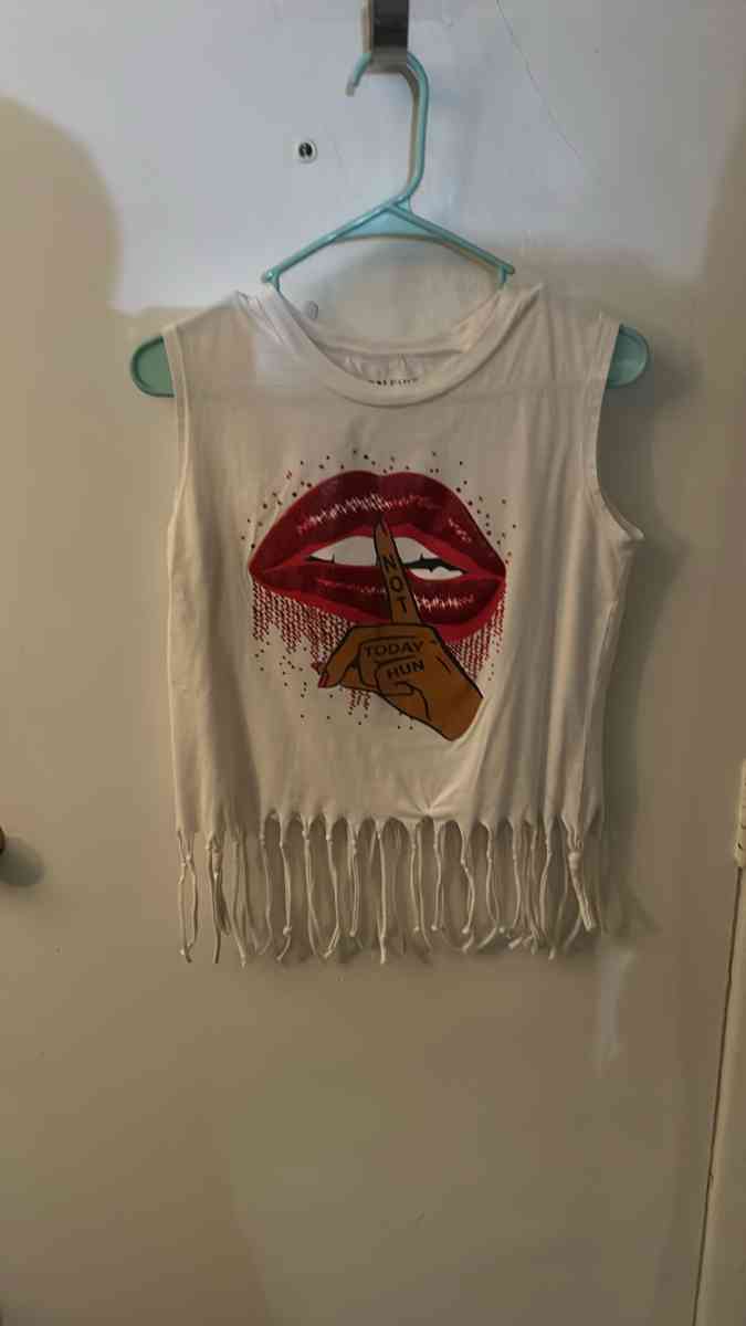On Fire Not Today Fringed Tassel Muscle Tshirt Size M Festiv