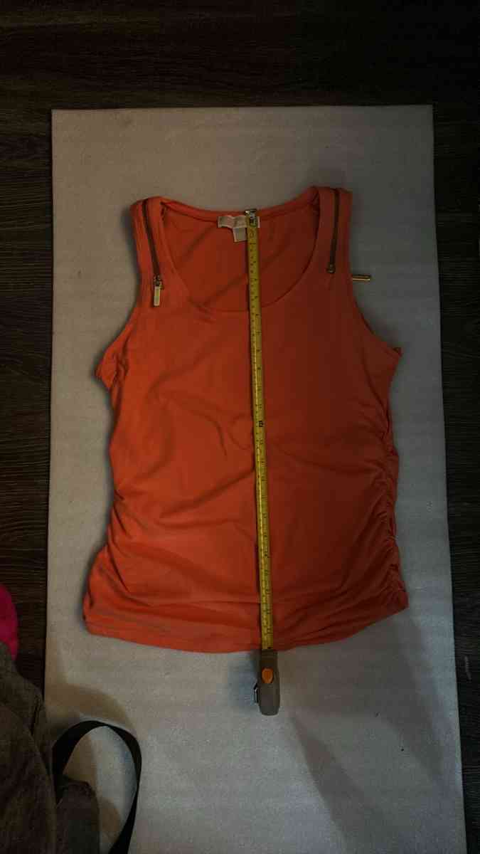 MICHAEL Michael Kors Orange Zip Accent Casual Tank Size L