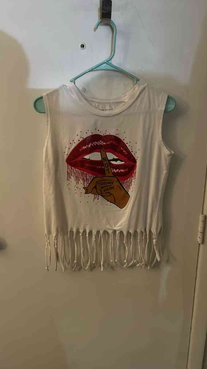 On Fire Not Today Fringed Tassel Muscle Tshirt Size M Festiv