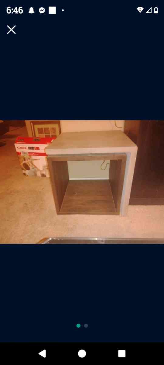 two cement block tables