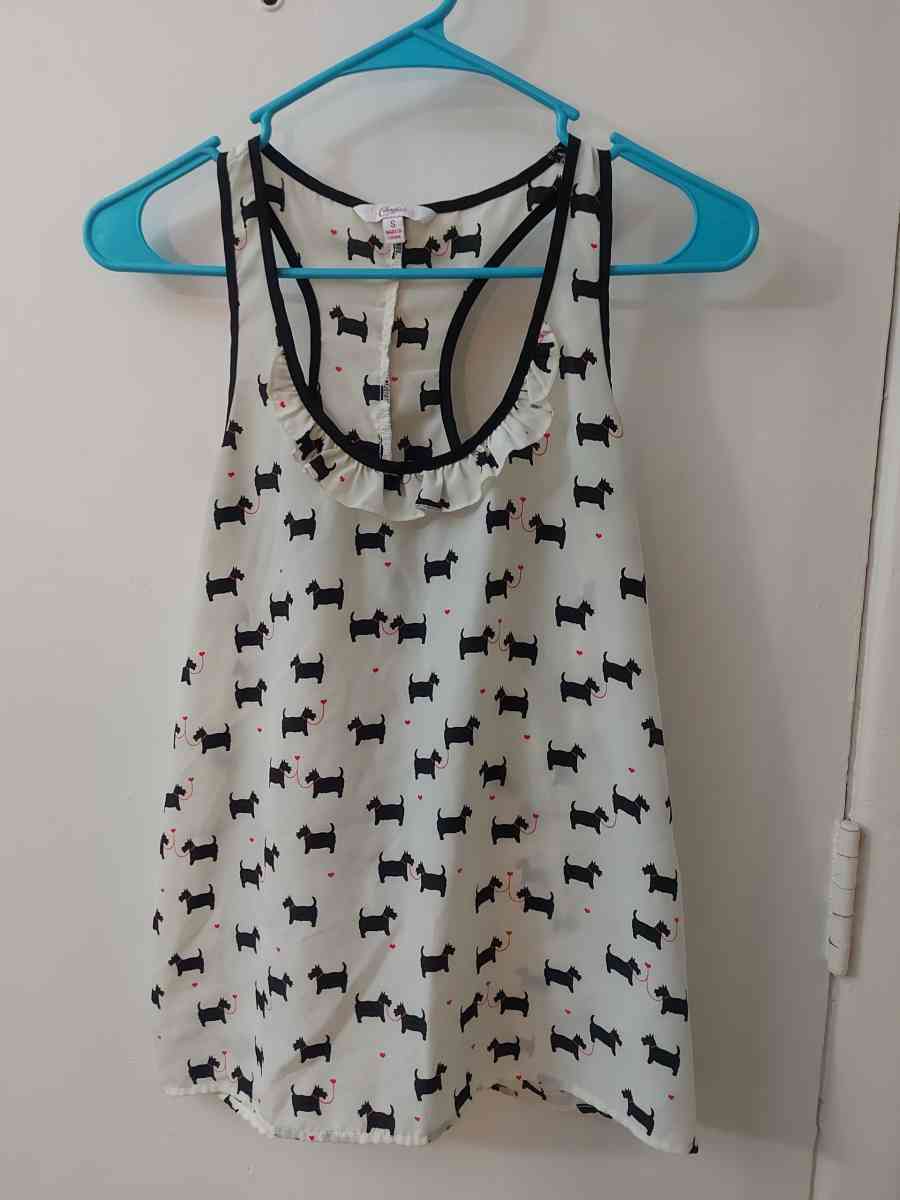 Candies Scotty Dog Sleeveless Ruffled Racerback Size S