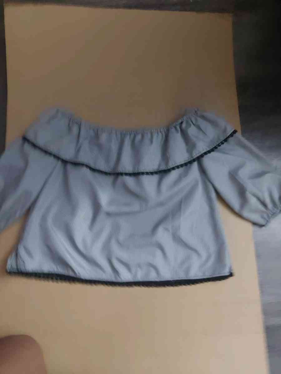 Bleuh Ciel Embroidered Gingham Boho Top BlackWhiteRed Size S