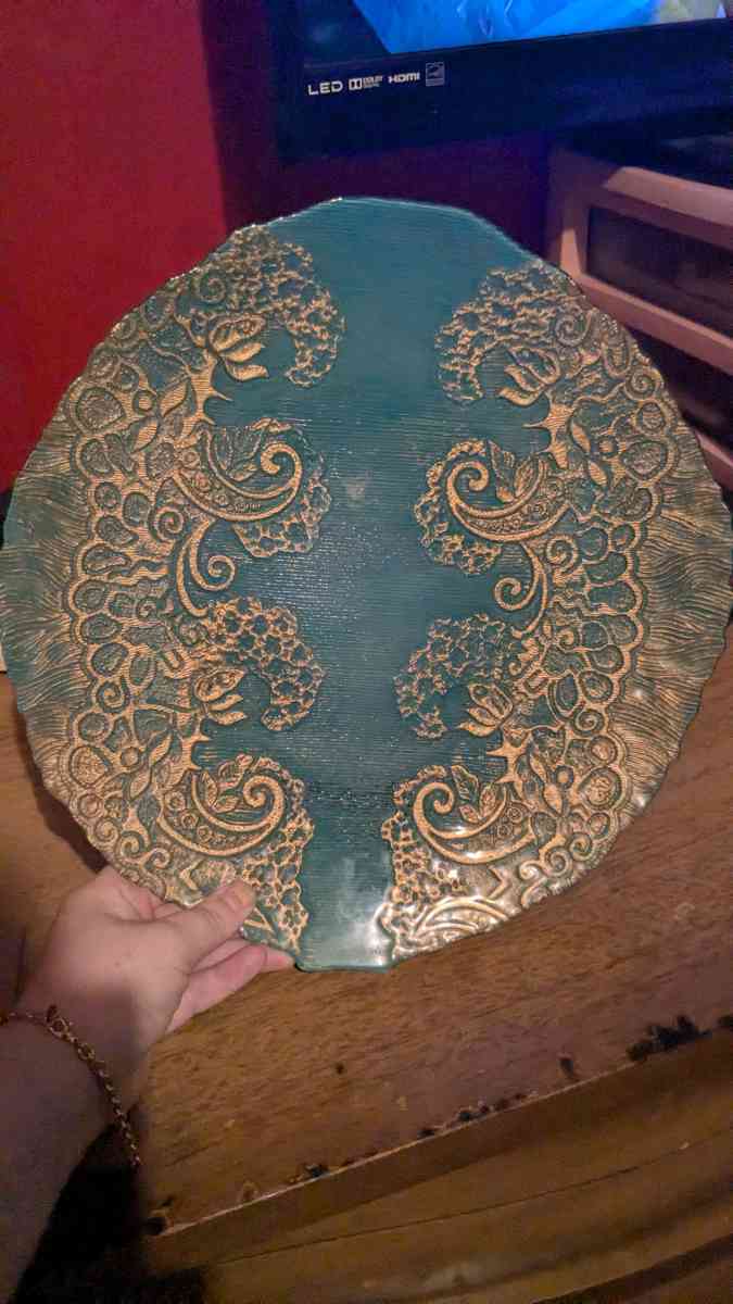 glass bowl and glass plant