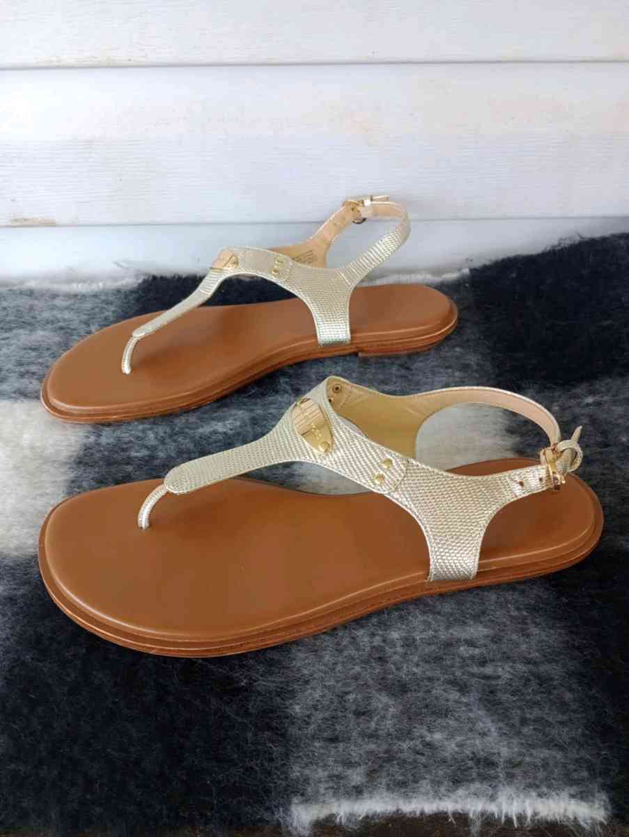 MICHAEL Michael Kors Plate Sandal Gold Metallic Snake Womens