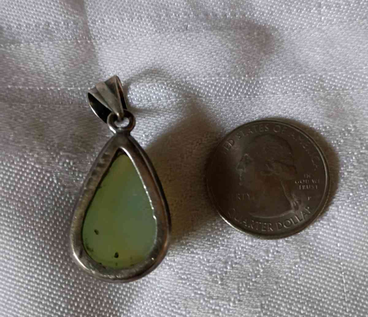 Vintage sterling and jade pendant