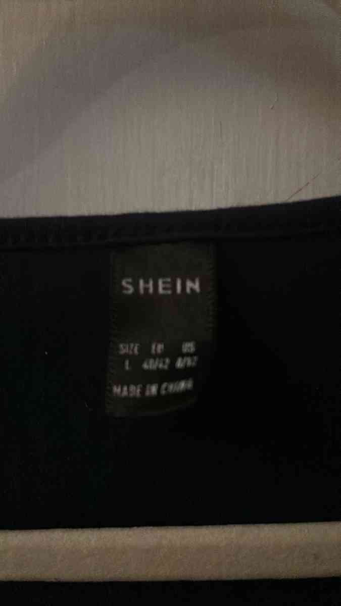 SHEIN Navy Shirred Tie Front Crop Top Size L