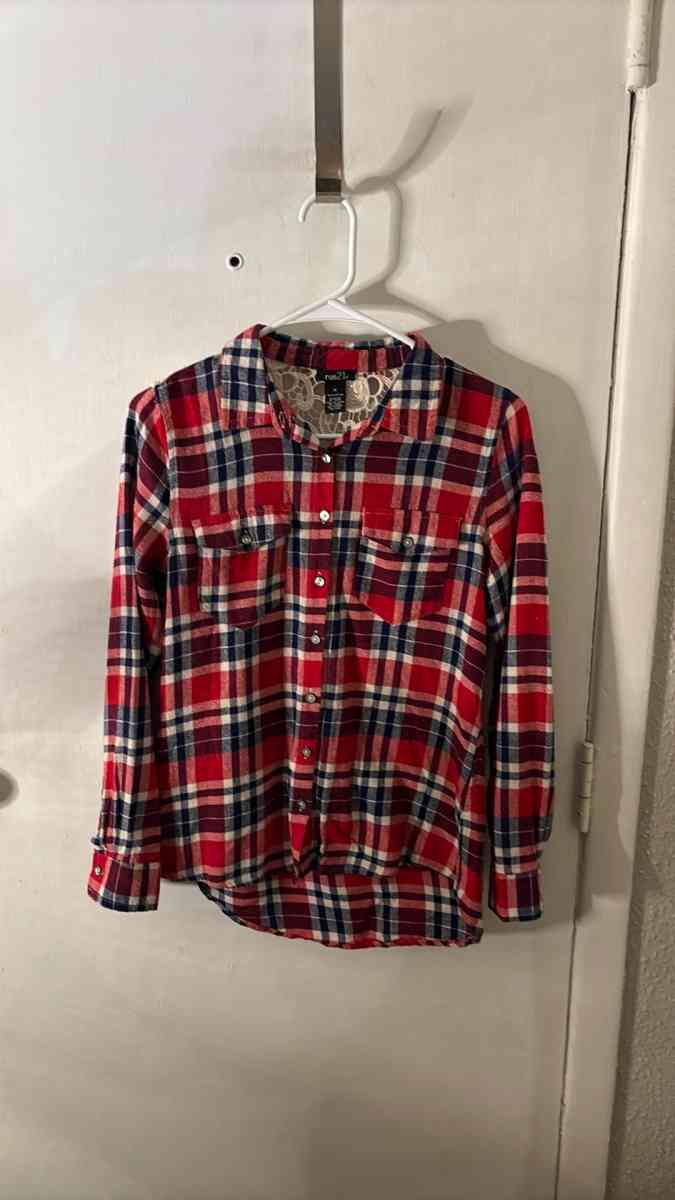 Rue21 Womens Western Lace Plaid Long Sleeve Button Down Top