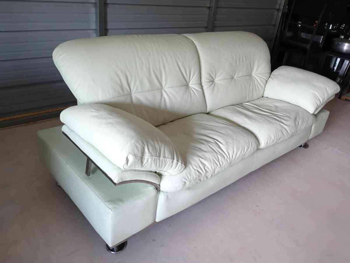 Celadon color Leather couch  FREE DELIVERY IF NEEDED
