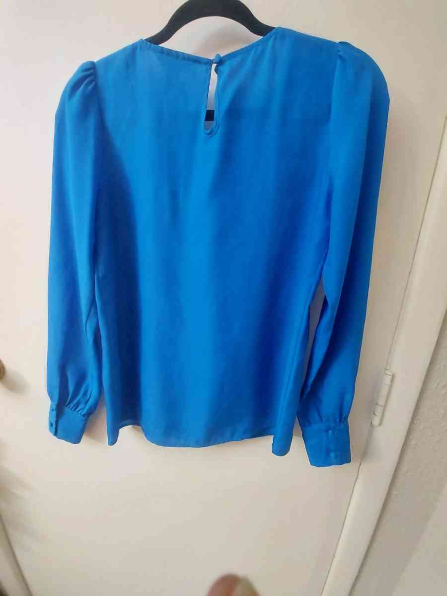 J Crew Factory Blue Long Sleeve Blouse Size XXS