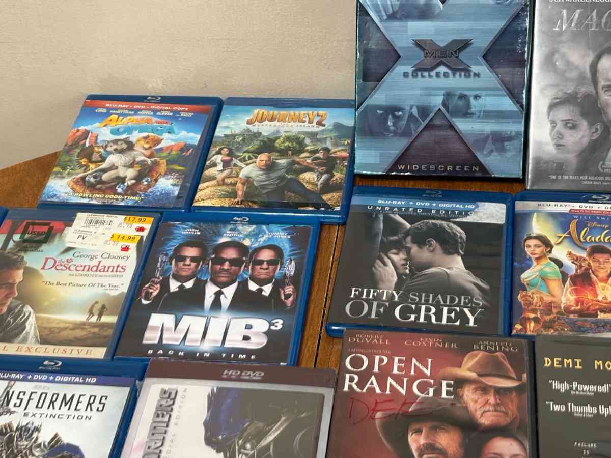 blue ray movies and a couple regular movies too