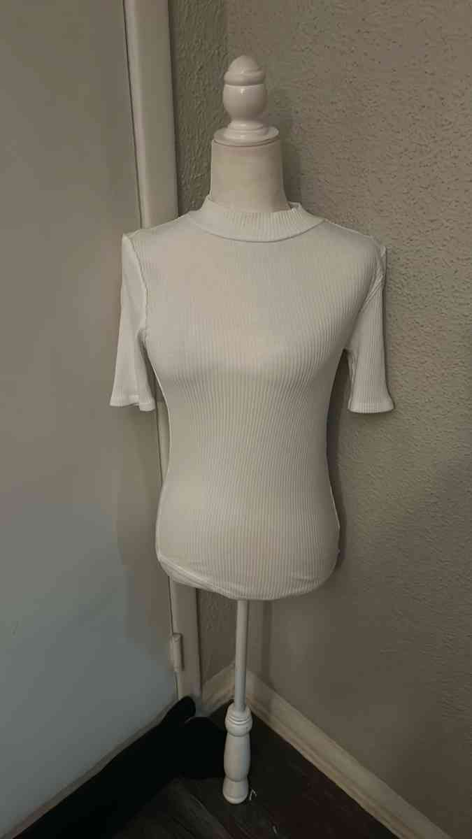 Free People We The Free Womens White Ribbed Turtleneck Size