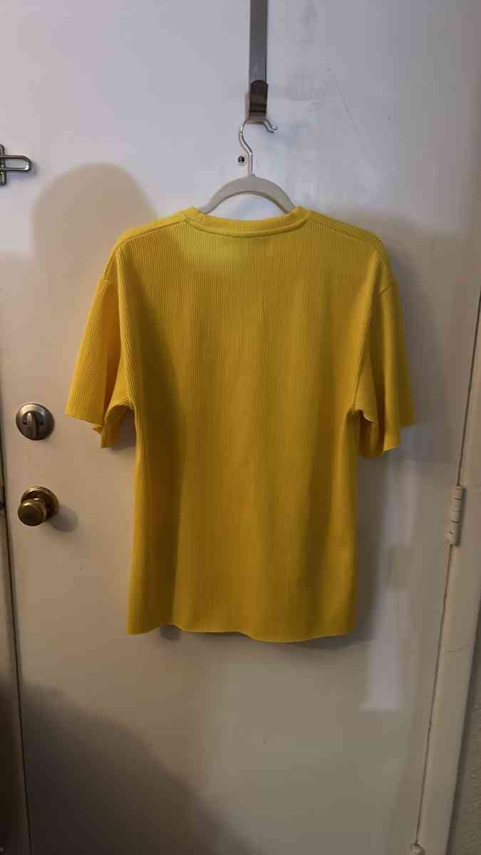 ZARA Yellow Ribbed Crewneck Top Short Sleeve Size Small