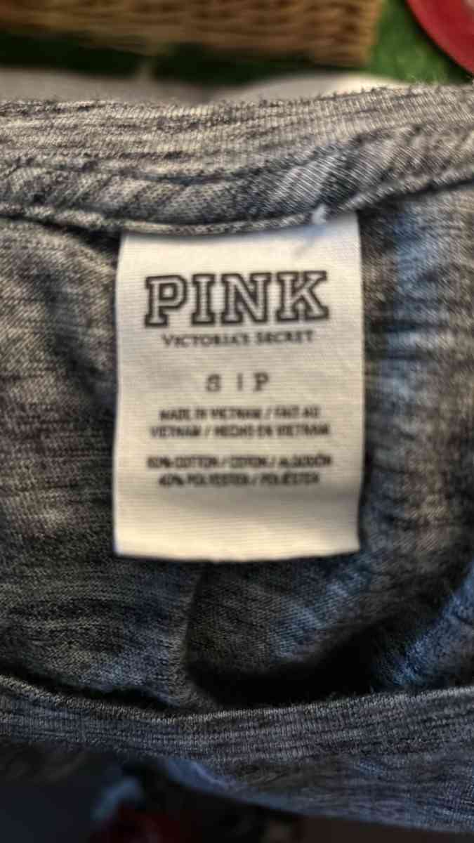PINK Victorias Secret Bling Sequin Grey Tank Top Logo Womens