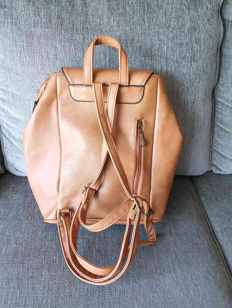 Cognac vintage vegan leather backpack