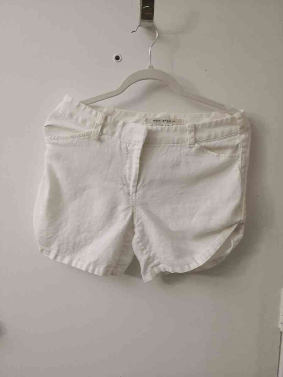 Max Studio White Linen Shorts Size 4