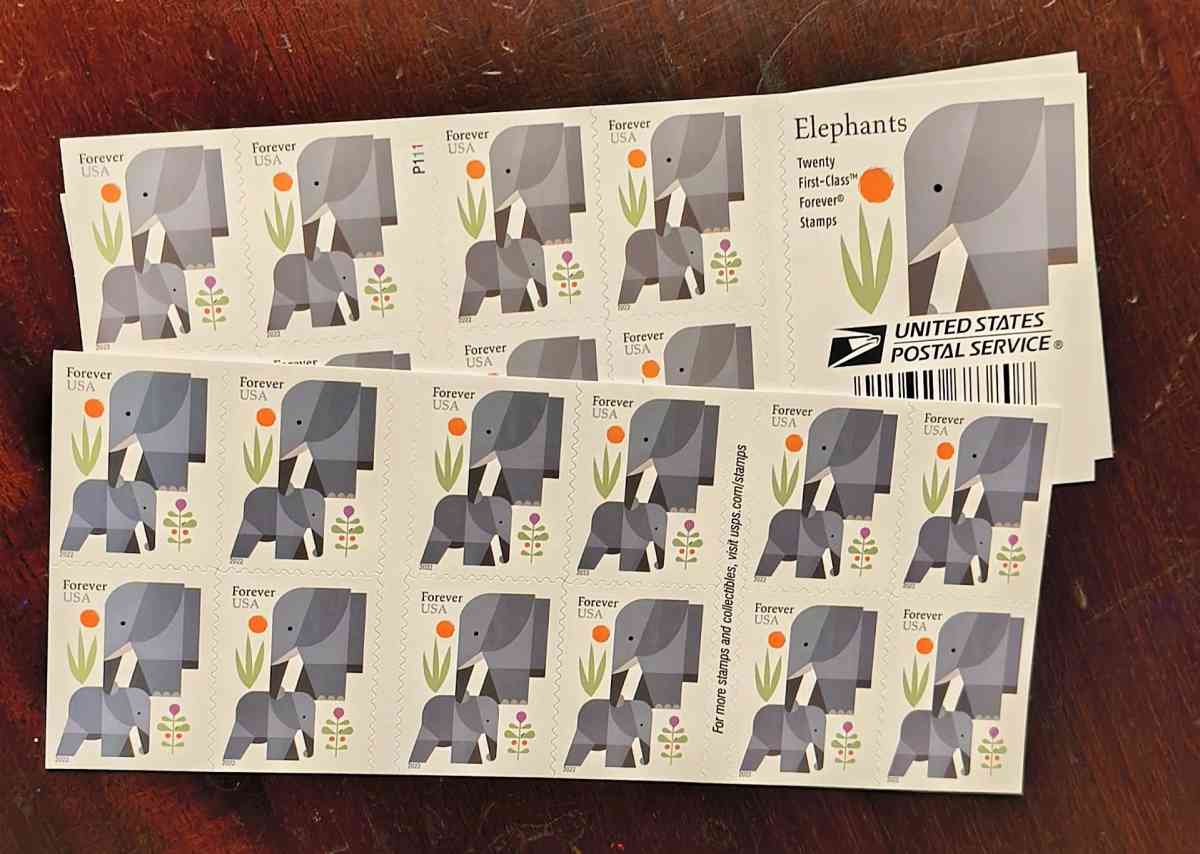 Cute Elephants USPS Forever Stamps 5 Booklets of 20