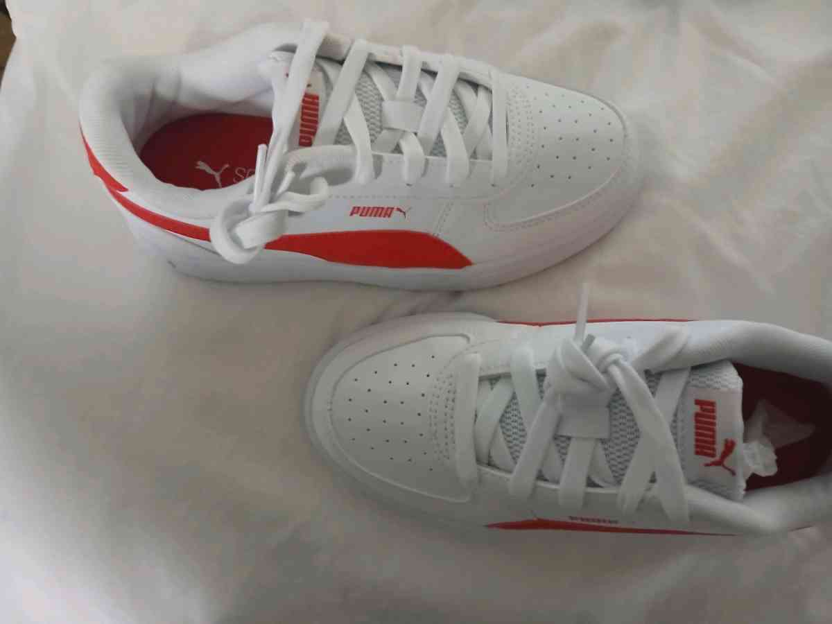 brand new red and white puma sneakers