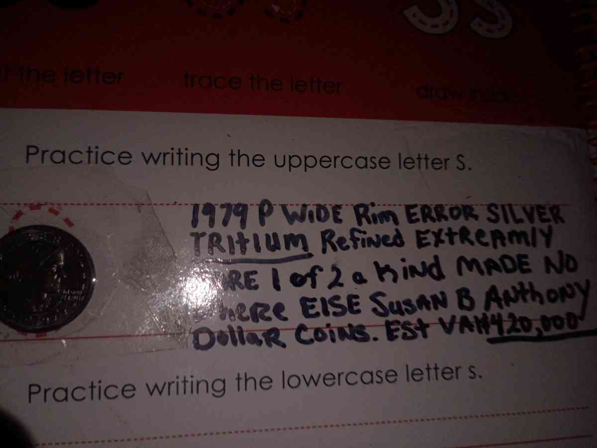 1979 P wide rim error Rare tritium Susan b Anthony dollar