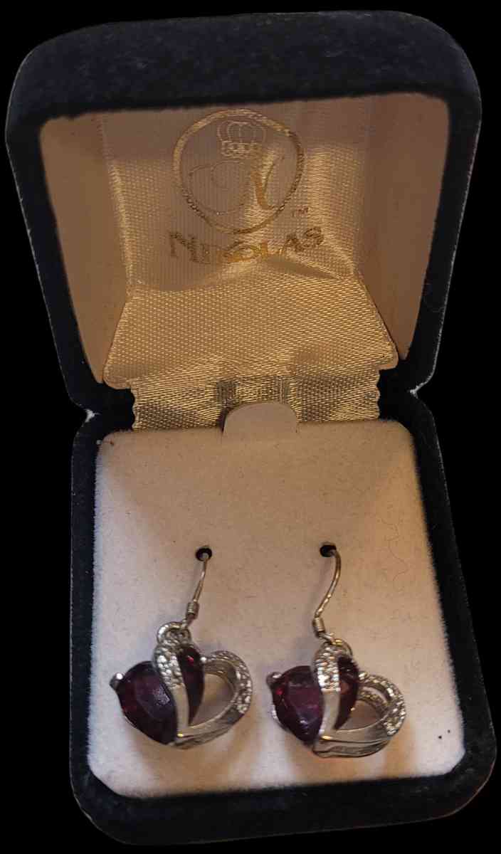 NICHOLAS Red and Silver Dangle Earrings
