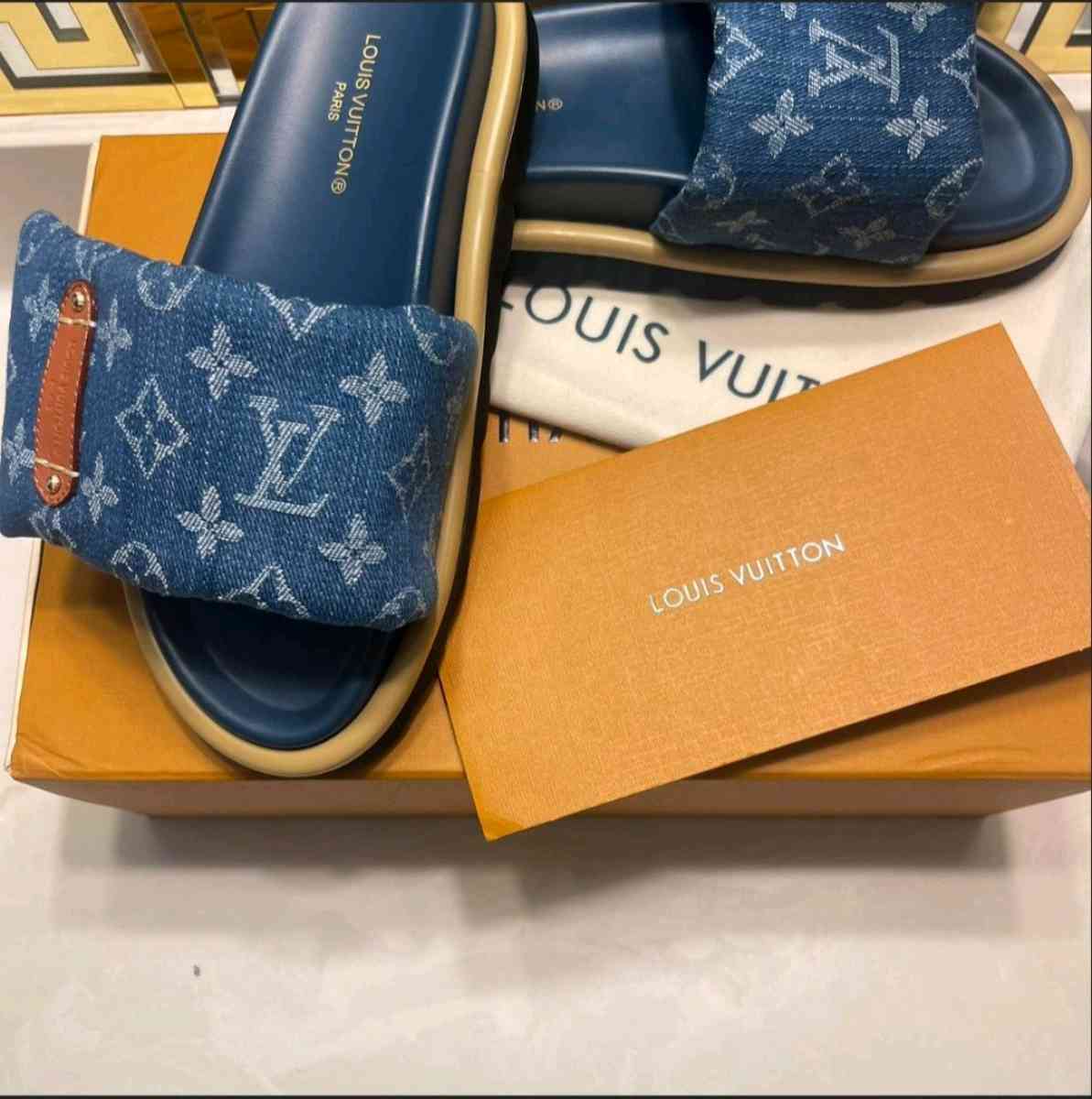 Louis Vuitton Monogram Denim Pillow slides