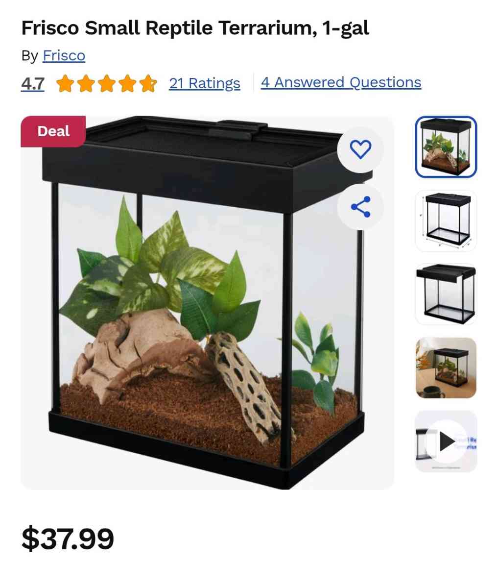 2 small reptile terrarium 1g tank