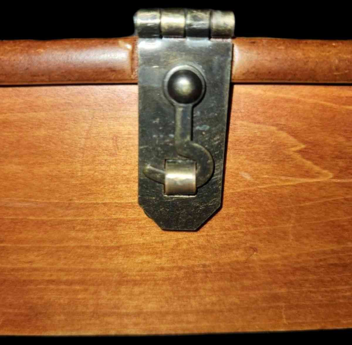 Wooden teachers school classroom documents and mementos case