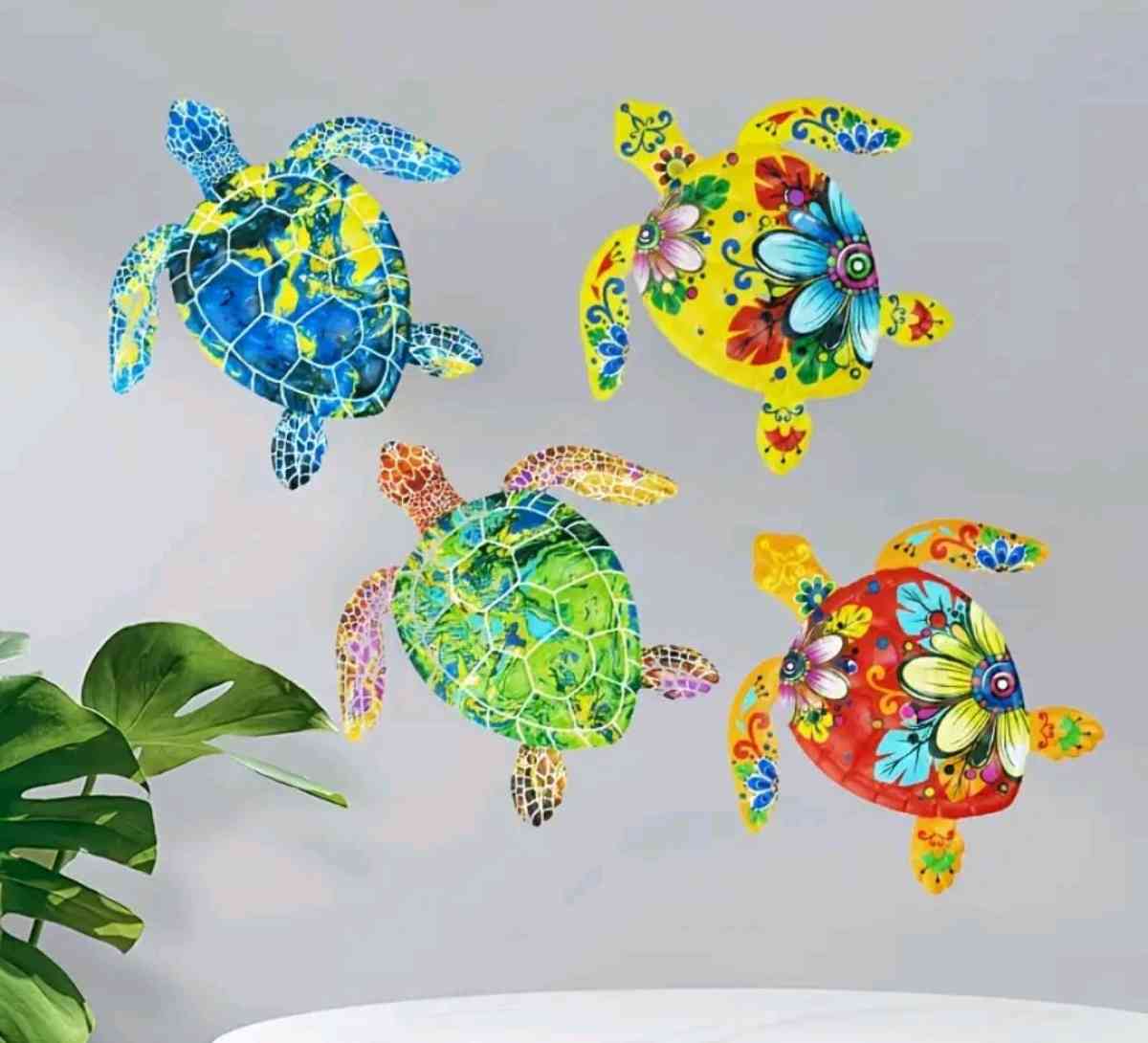 Set of Four Metal Tortoise Wall Hangings
