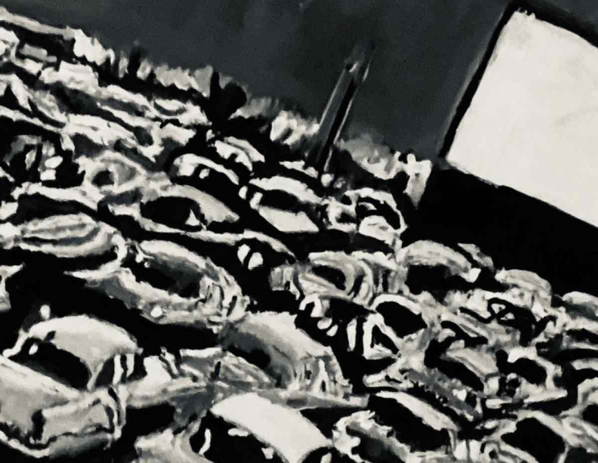 Original Old Car Movie Drive In GG  11 x 14 Black  White Can