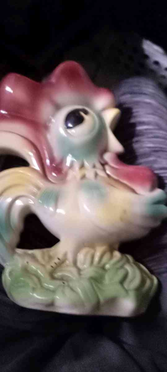 antique chicken rooster vase