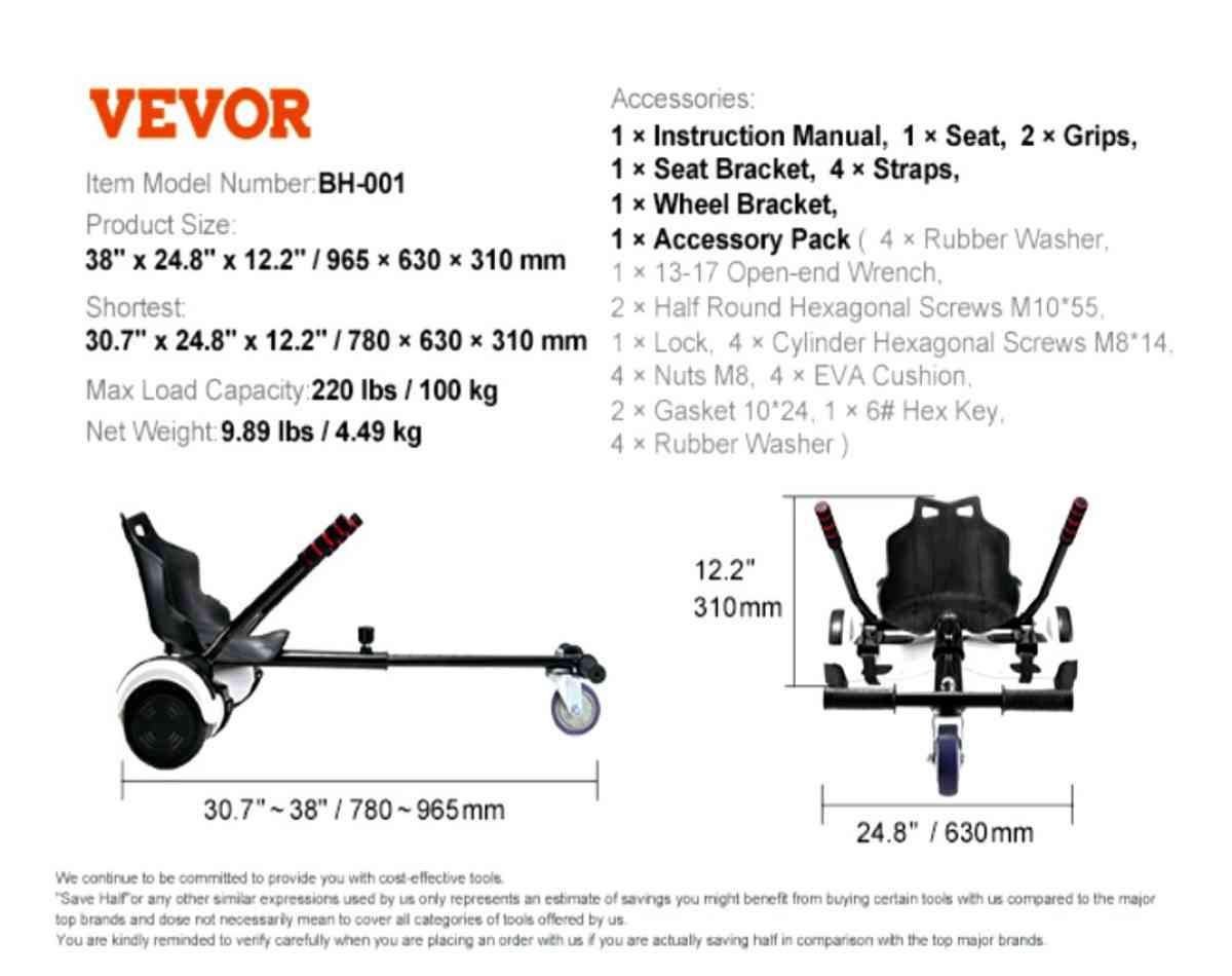 2 VEVOR Hoverboard Seat Attachment in box