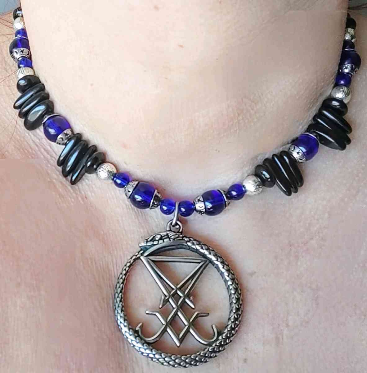 Handmade Lucifer Sigil serpent necklace