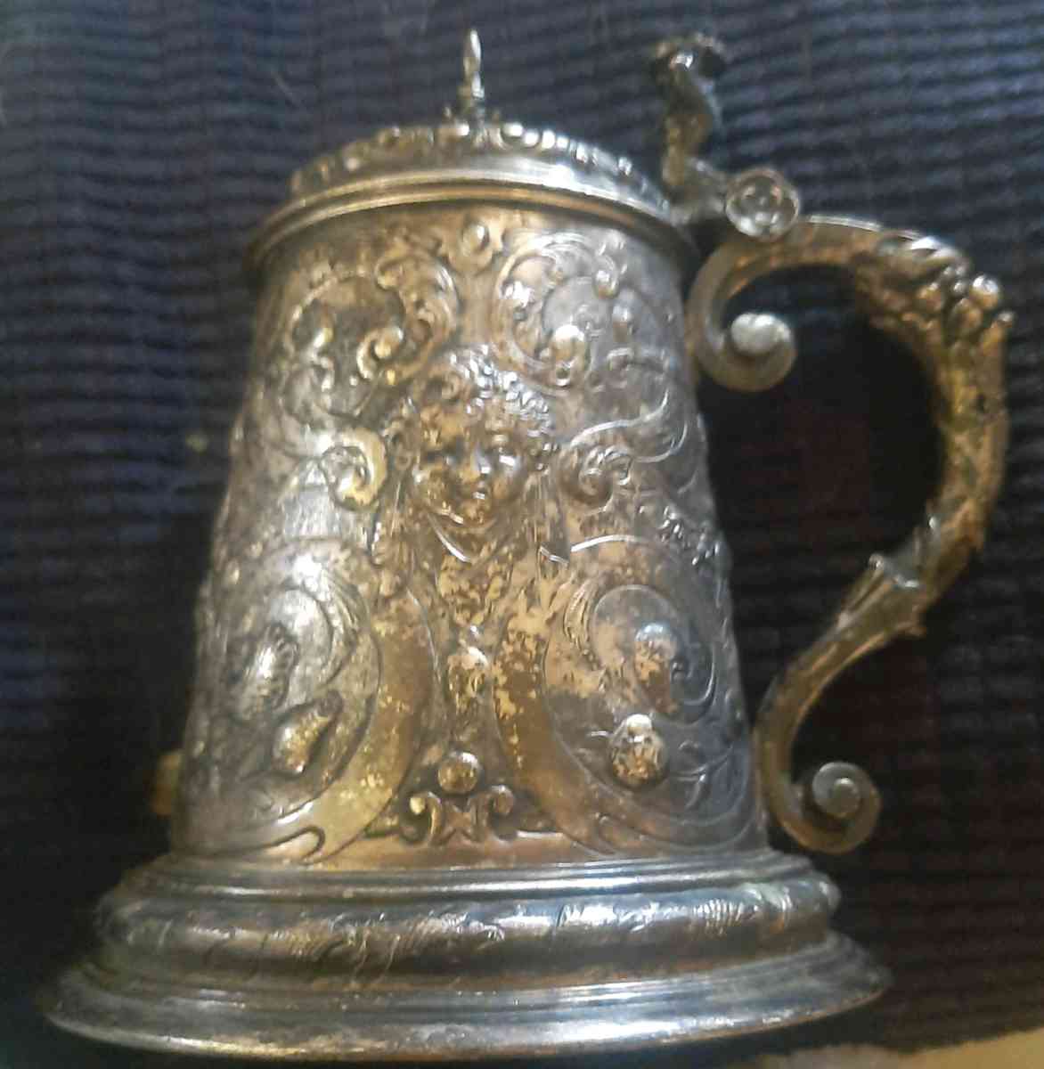 Antique Silver German Beer Stein
