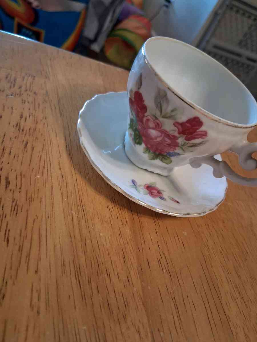 3 Pink flower teacup and saucer sets