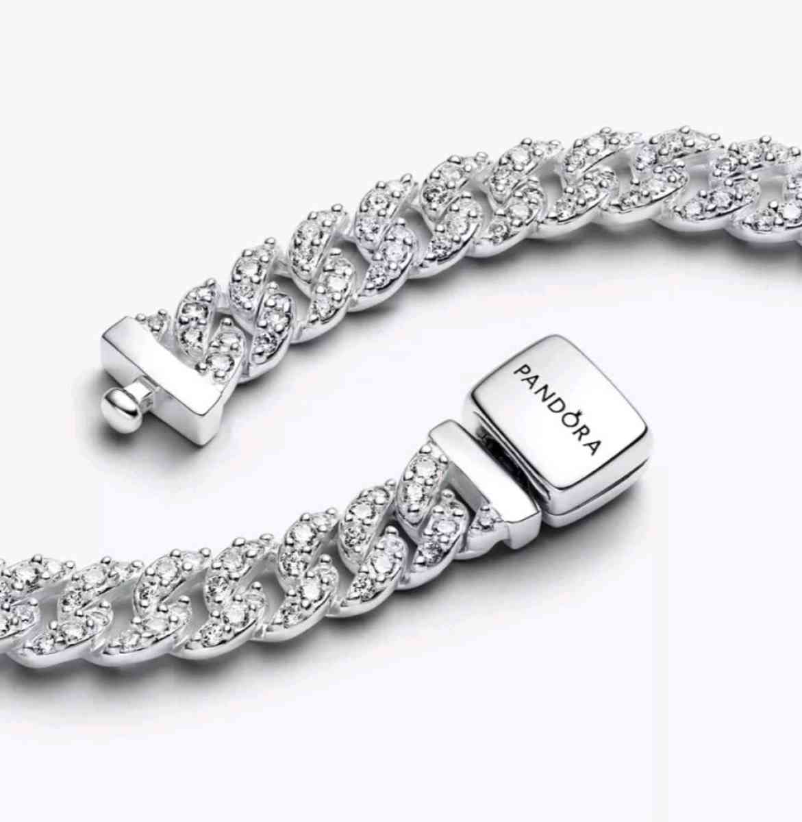 PANDORA STERLING SILVER PAVE CUBAN NECKLACE