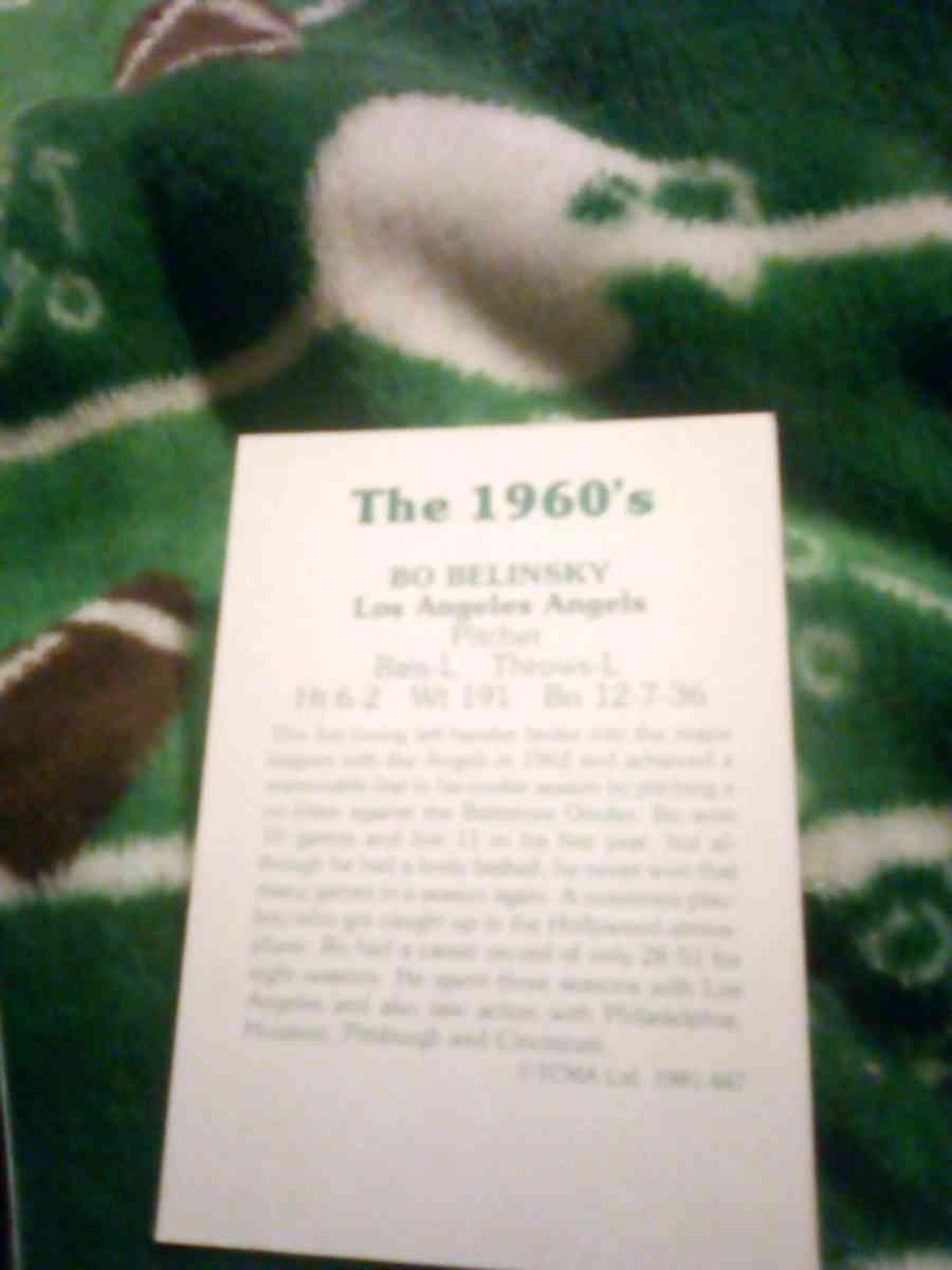 1981 Bo Belinsky 1960s Los Angeles Angels