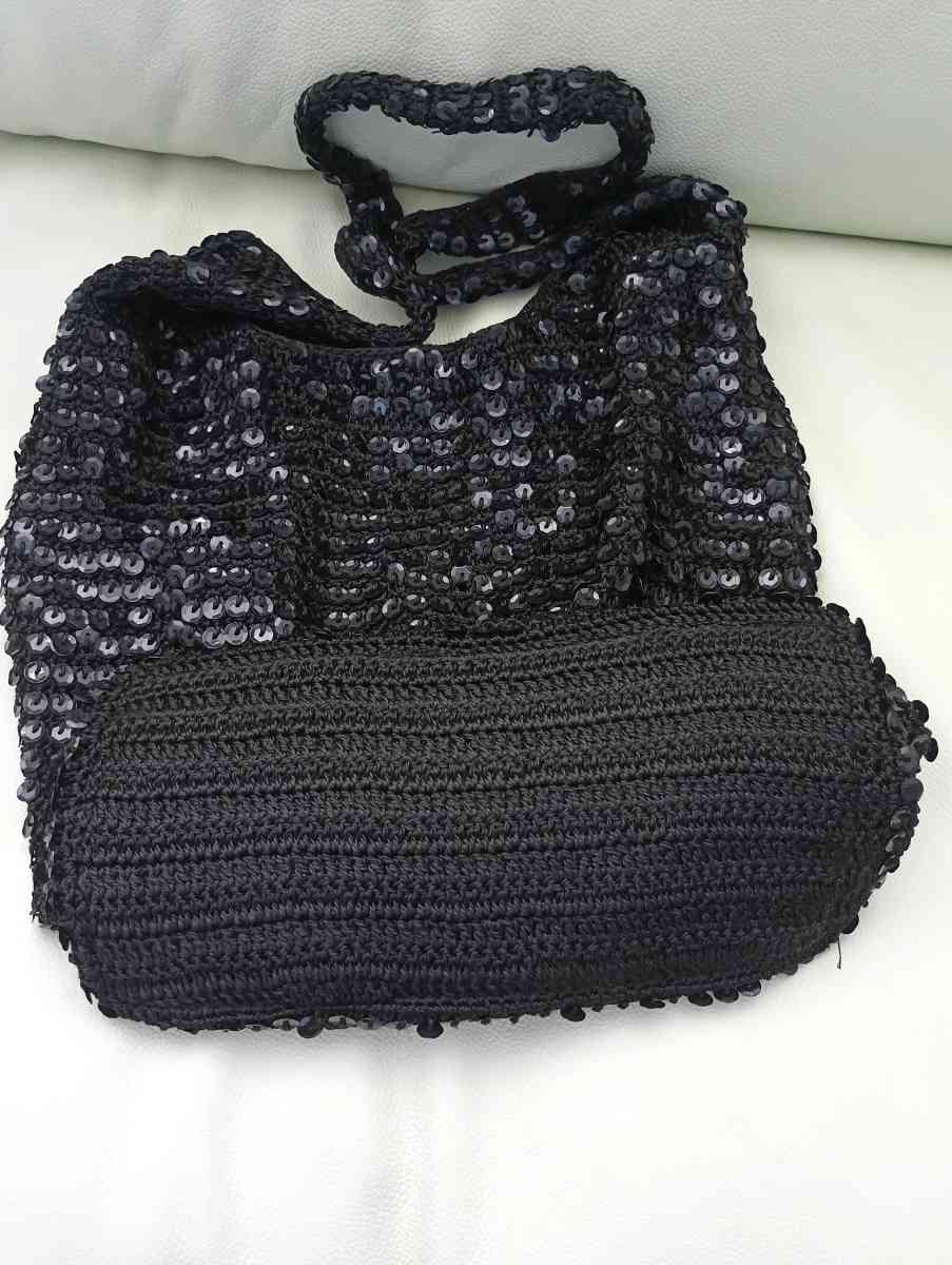 Vintage Sequin Slouchy Hobo Knit Shoulder Bag