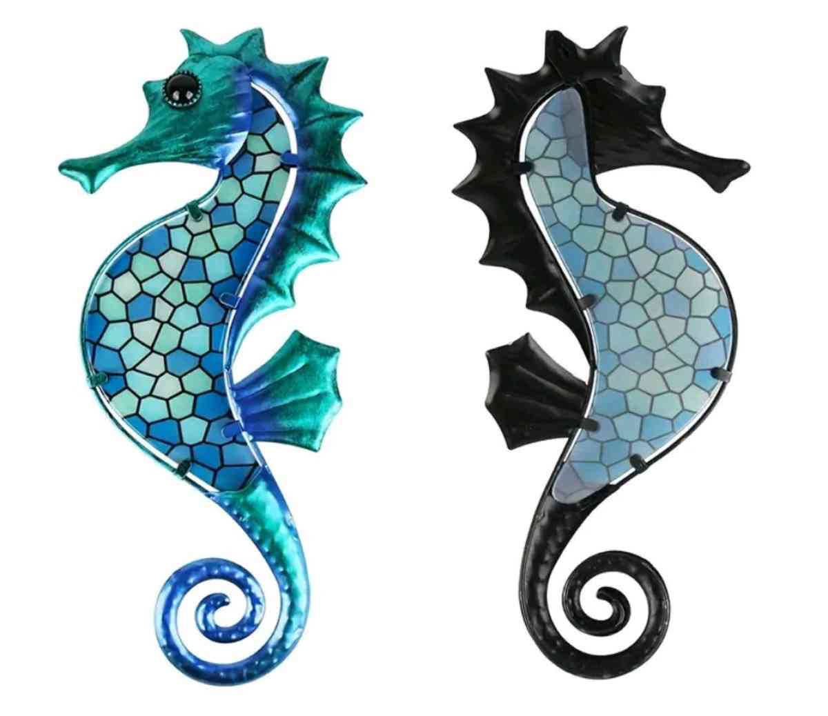 Mosaic Metal Sea Horse Wall Hanging