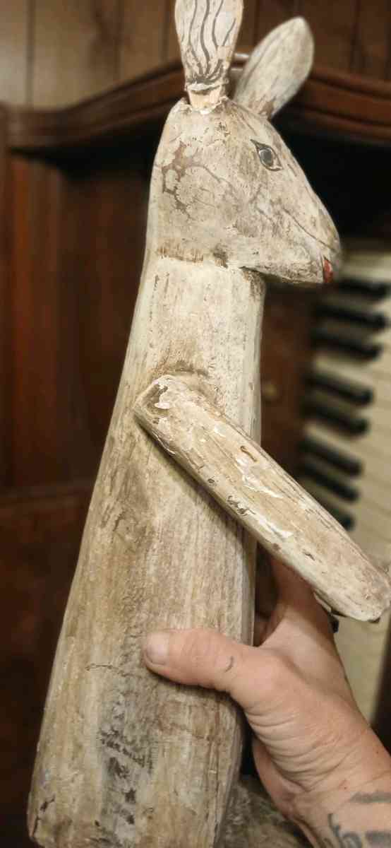 antique wooden toy bunny