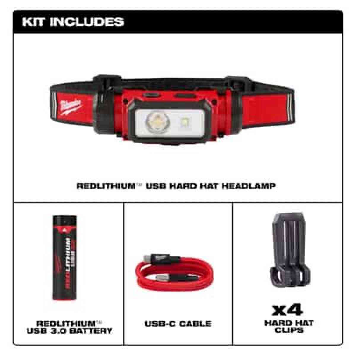 Milwaukee Redlithium 475 lm BlackRed LED Head Lamp