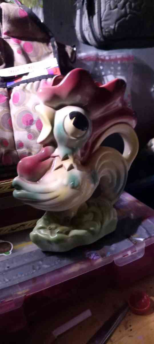 antique chicken rooster vase