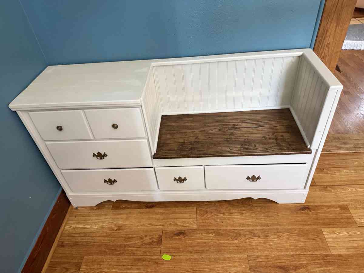 White Cabinet with Seat