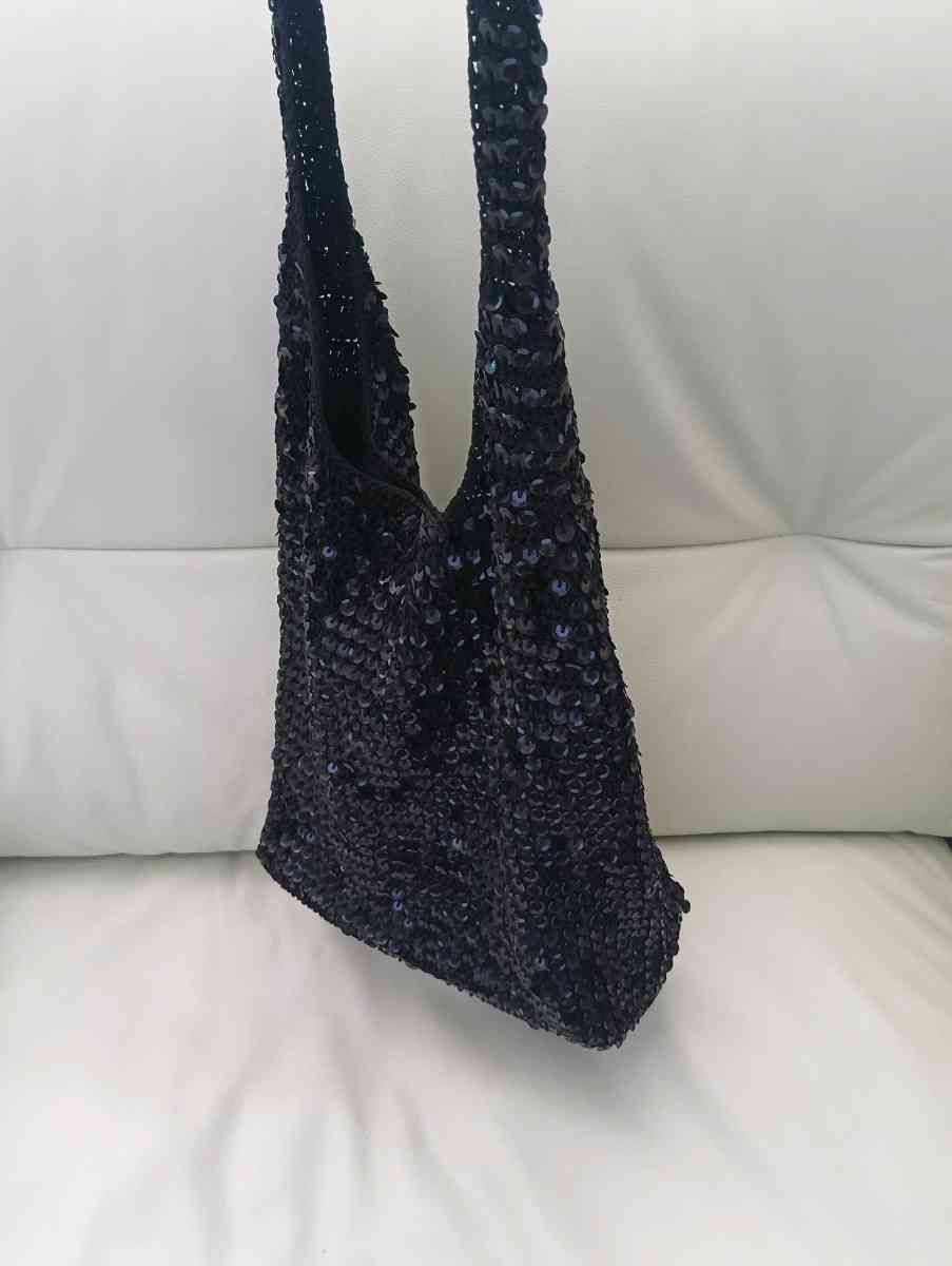 Vintage Sequin Slouchy Hobo Knit Shoulder Bag