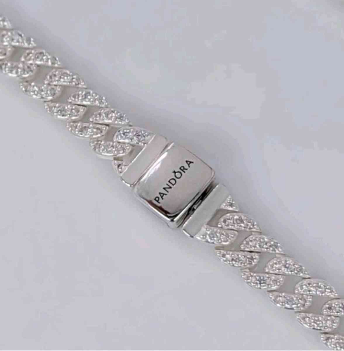 PANDORA STERLING SILVER PAVE CUBAN NECKLACE