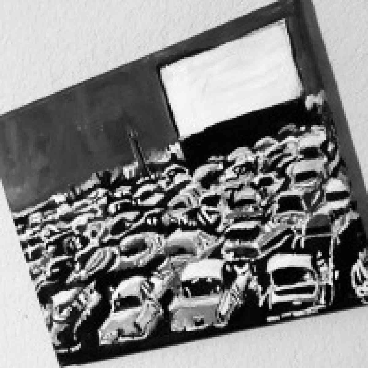 Original Old Car Movie Drive In GG  11 x 14 Black  White Can