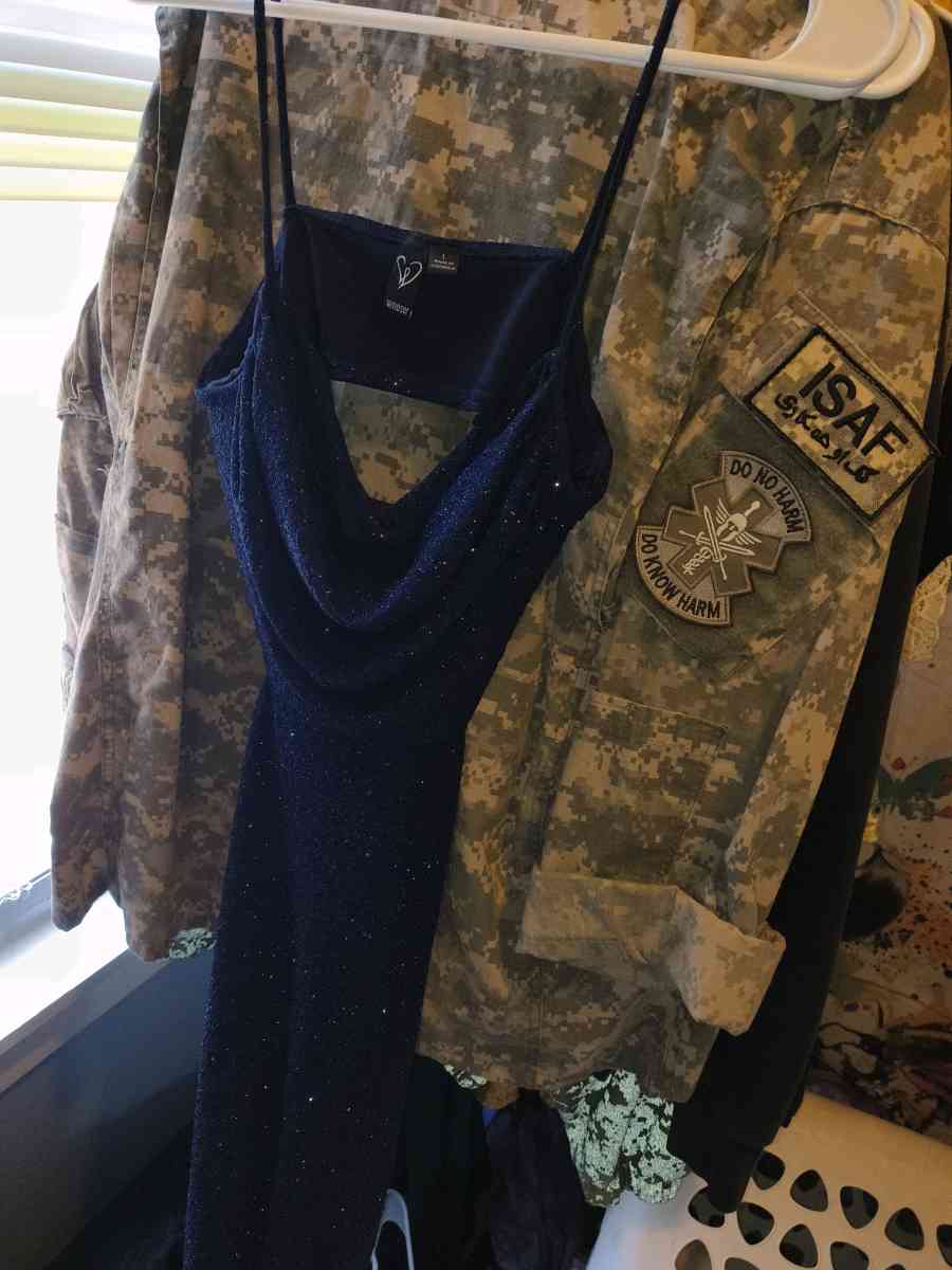 blue glitter prom dress