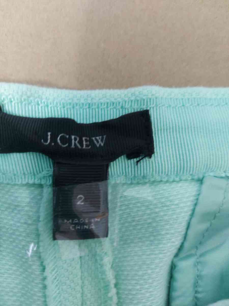 J Crew Mint Green Pleated Pique Cotton Shorts Size 2 Flaw