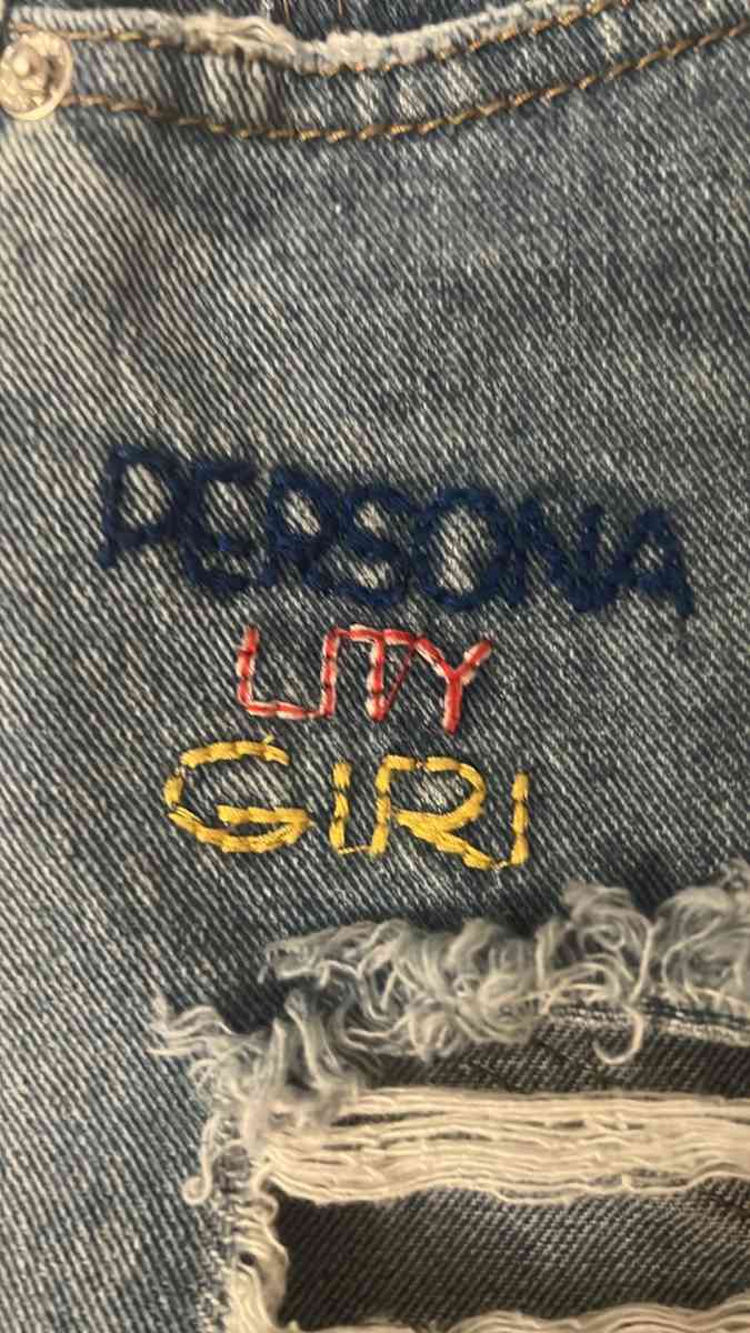 SHEIN High Waist Distressed Embroidered Denim Shorts Size S